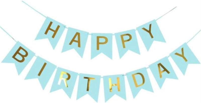 Happy Birthday Vlaggenlijn Blauw Goud