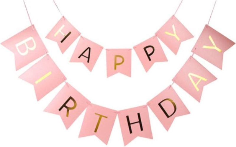 Happy Birthday Vlaggenlijn Roze Goud