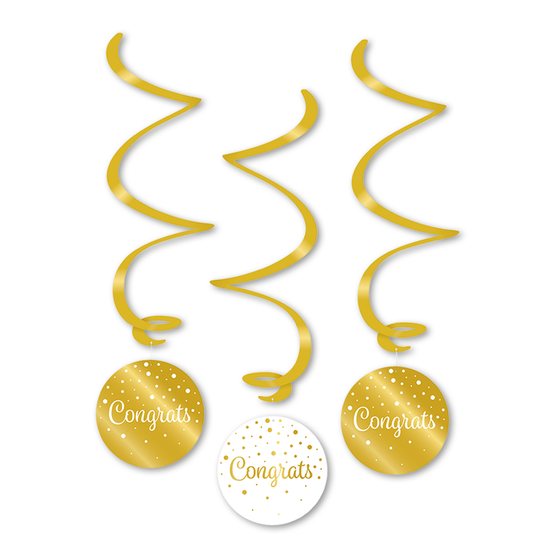 Swirls Congrats Goud/Wit 70 cm