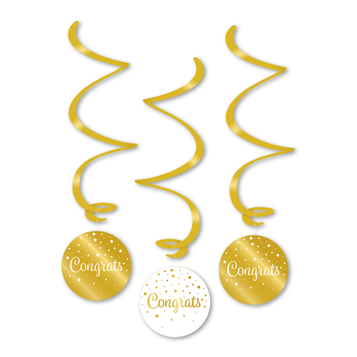 Swirls Congrats Goud/Wit 70 cm