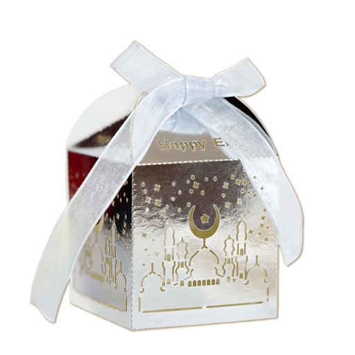 Eid Mubarak Uitdeeldoosjes Zilver 5 x 8 cm – 10 Stuks