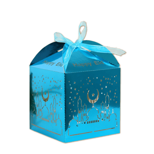 Eid Mubarak Uitdeeldoosjes Blauw 5 x 8 cm – 10 Stuks