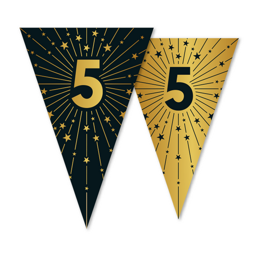Vlaggenlijn 5 Jaar Zwart/Goud 10 m – Dubbelzijdig