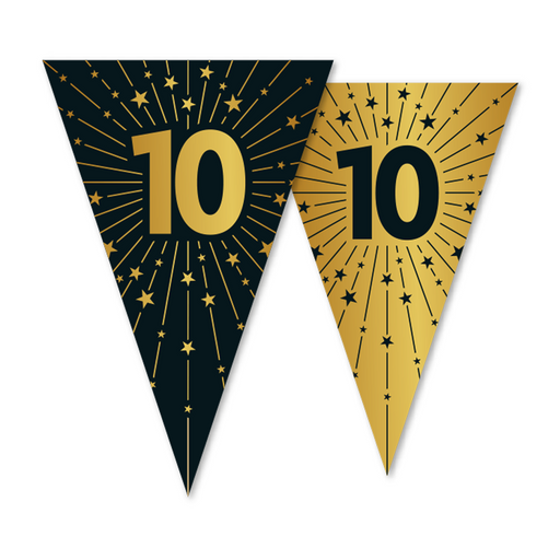 Vlaggenlijn 10 Jaar Zwart/Goud 10 m – Dubbelzijdig