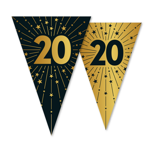 Vlaggenlijn 20 Jaar Zwart/Goud 10 m – Dubbelzijdig