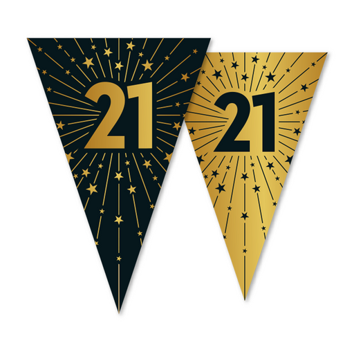 Vlaggenlijn 21 Jaar Zwart/Goud 10 m – Dubbelzijdig