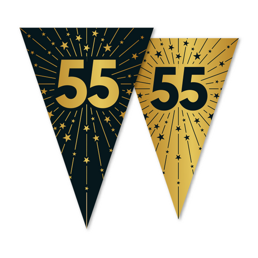Vlaggenlijn 55 Jaar Zwart/Goud 10 m – Dubbelzijdig