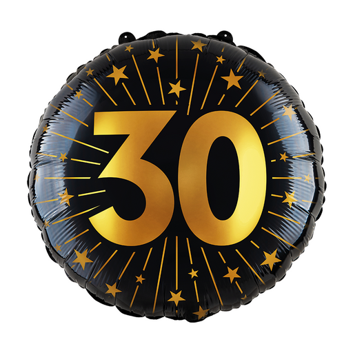 Folieballon 30 Jaar Zwart/Goud 46 cm