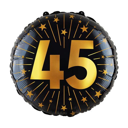 Folieballon 45 Jaar Zwart/Goud 46 cm