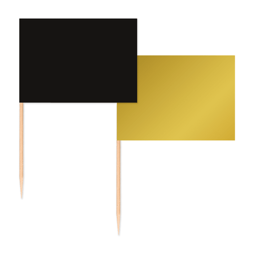 Vlaggenprikkers Zwart/Goud – 50 Stuks