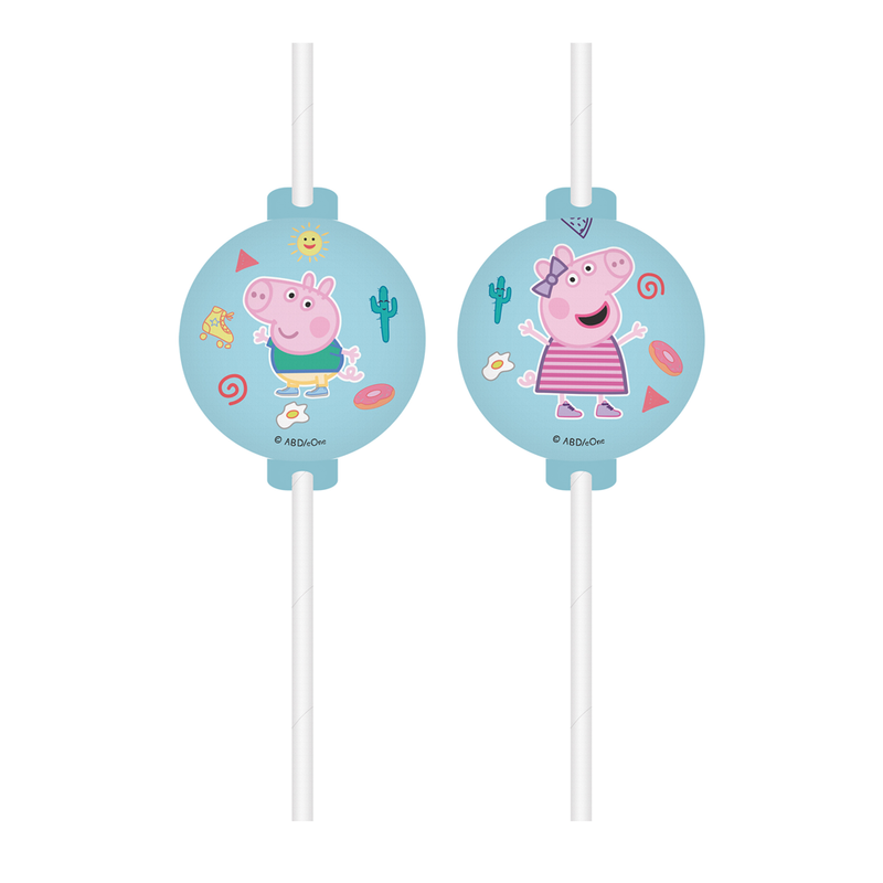 Papieren Rietjes Peppa Pig – 4 Stuks