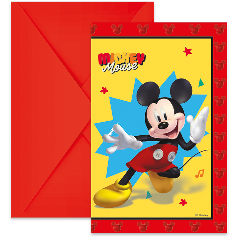 Uitnodigingen Mickey Mouse met Enveloppen – 6 Stuks