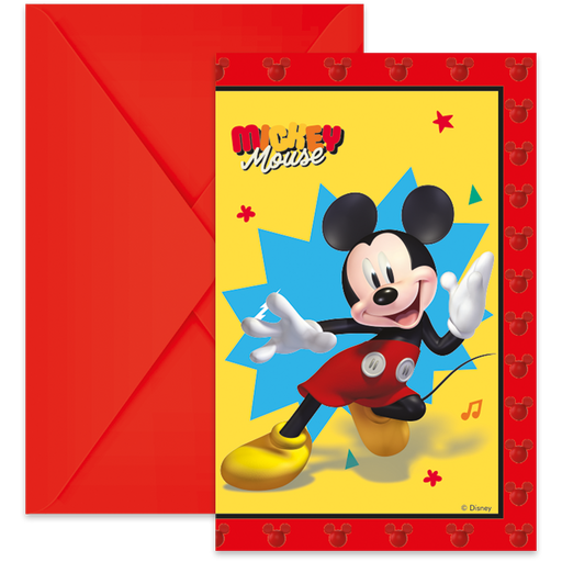 Uitnodigingen Mickey Mouse met Enveloppen – 6 Stuks