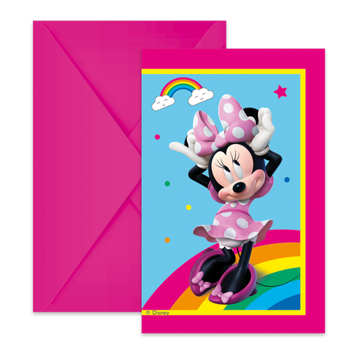 Uitnodigingen Minnie Mouse met Enveloppen – 6 Stuks
