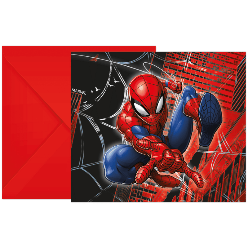 Uitnodigingen Spider-Man met Enveloppen – 6 Stuks