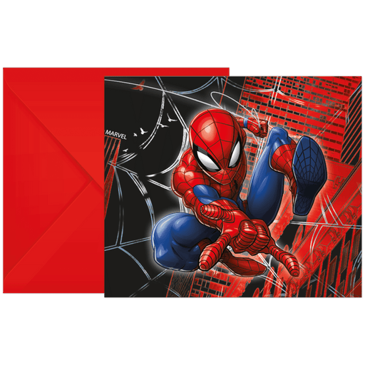 Uitnodigingen Spider-Man met Enveloppen – 6 Stuks