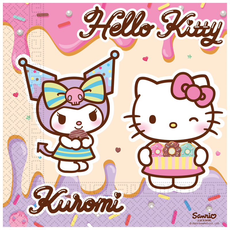Servetten Hello Kitty & Kuromi 33 × 33 cm – 20 Stuks