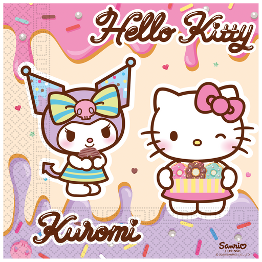 Servetten Hello Kitty & Kuromi 33 × 33 cm – 20 Stuks