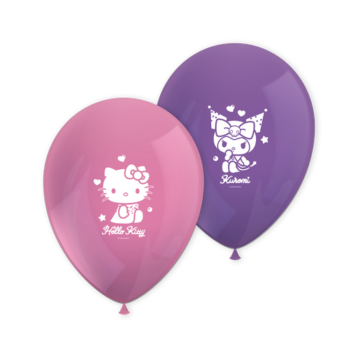 Latex Ballonnen Hello Kitty & Kuromi 28 cm – 8 Stuks