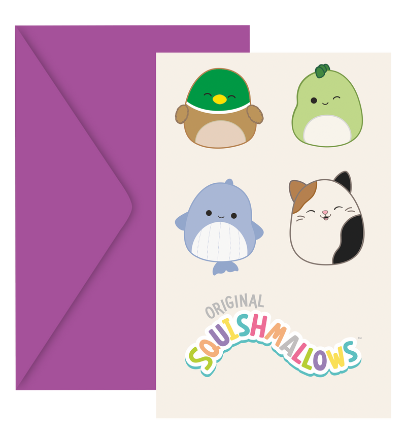 Uitnodigingen Squishmallows met Enveloppen – 6 Stuks