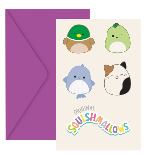 Uitnodigingen Squishmallows met Enveloppen – 6 Stuks