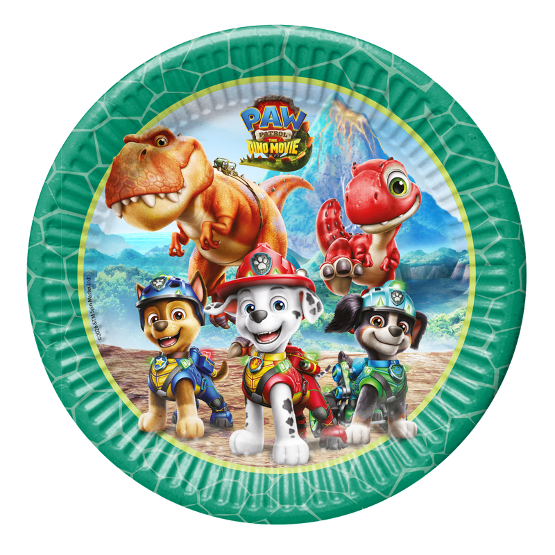 Papieren Borden PAW Patrol Dino Movie 23 cm – 8 Stuks