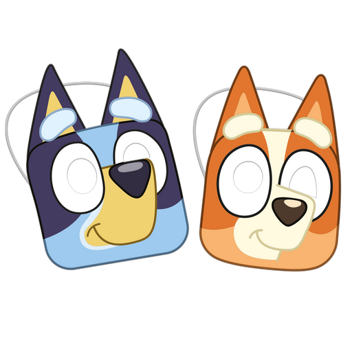 Papieren Feestmaskers Bluey – 6 Stuks