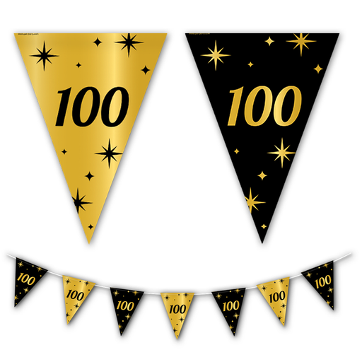 Vlaggenlijn 100 Jaar Goud/Zwart 10 m