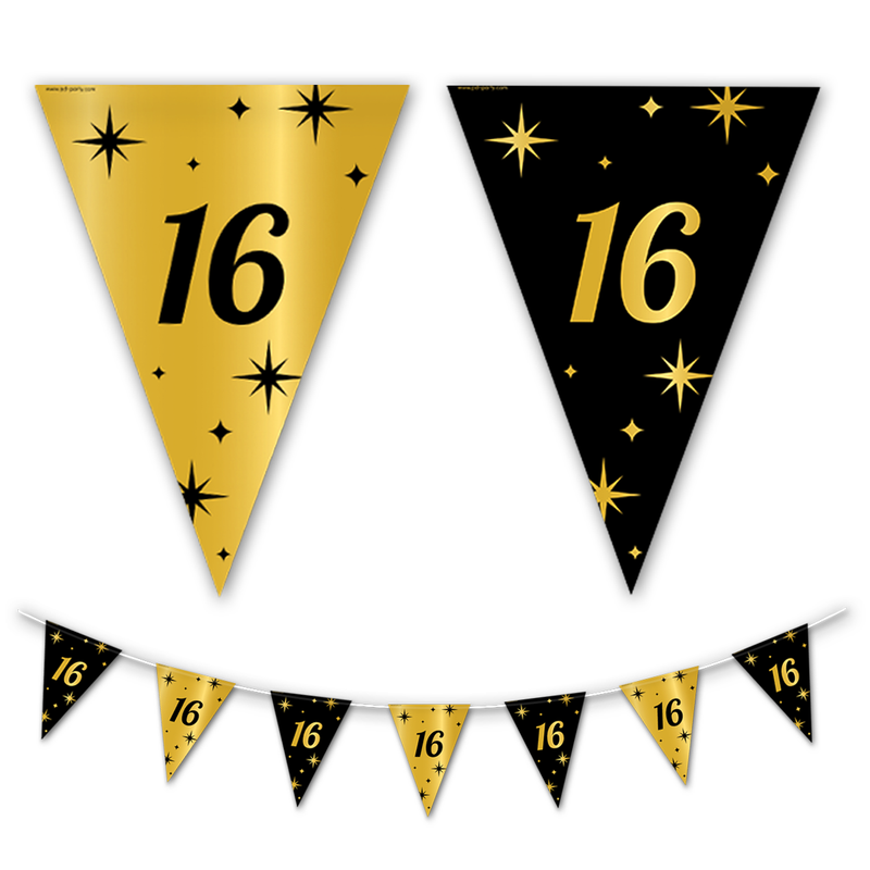 Vlaggenlijn 16 Jaar Goud/Zwart 10 m