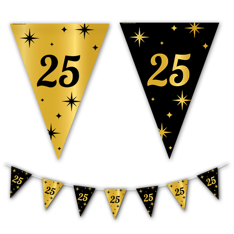 Vlaggenlijn 25 Jaar Goud/Zwart 10 m