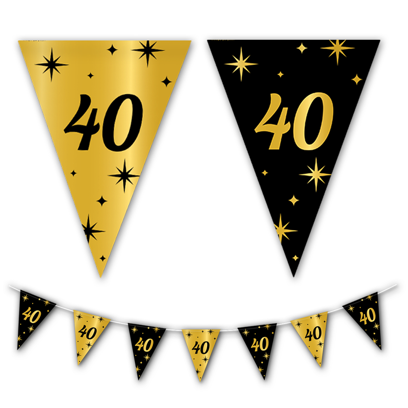 Vlaggenlijn 40 Jaar Goud/Zwart 10 m