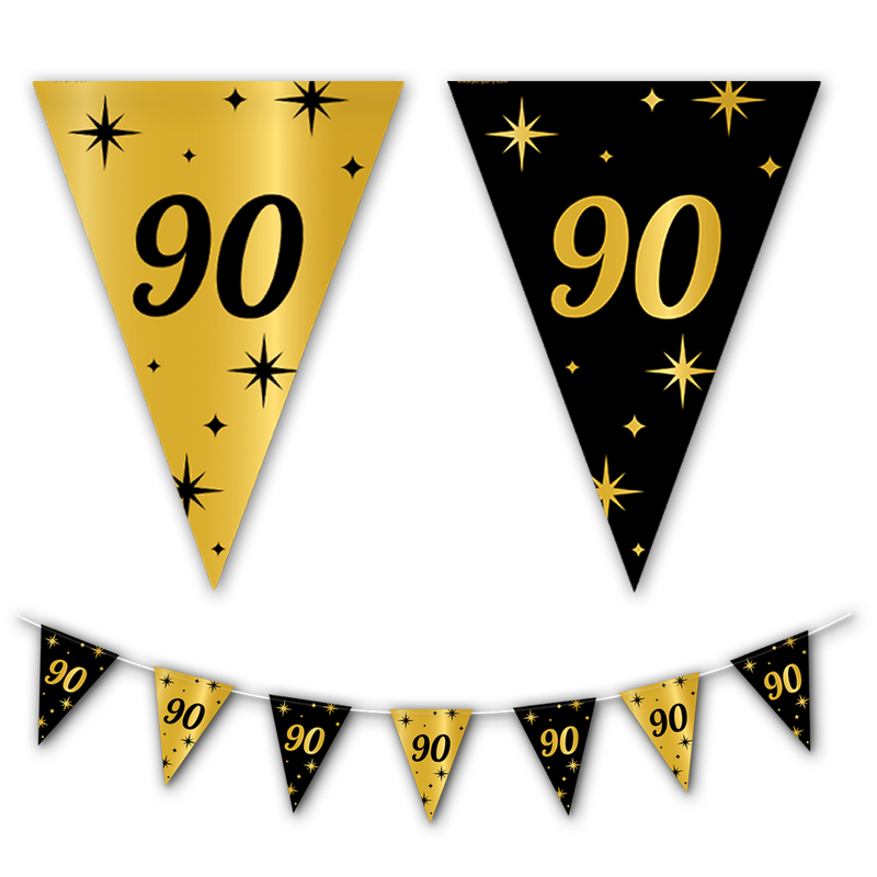 Vlaggenlijn 90 Jaar Goud/Zwart 10 m
