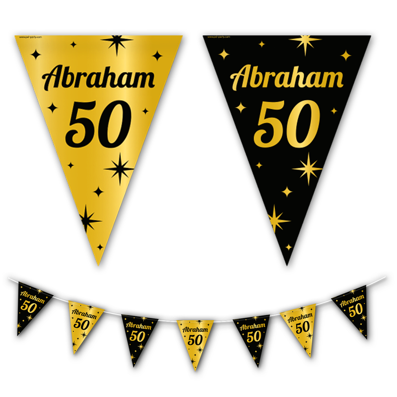 Vlaggenlijn Abraham 50 Jaar Goud/Zwart 10 m