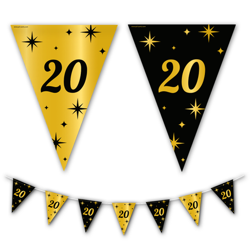 Vlaggenlijn 20 Jaar Goud/Zwart 10 m