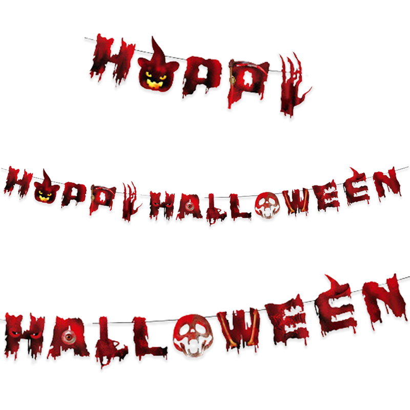 Happy Halloween Vlaggenlijn Bloedprint 1,40 m