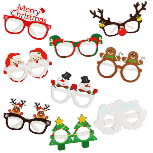 Kerst Foto Props Brillen – 9 Stuks