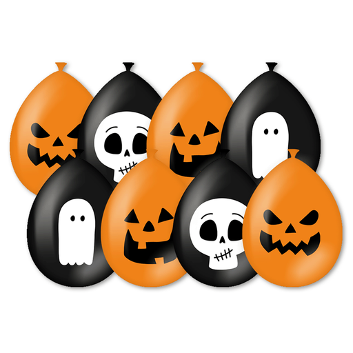 Halloween Latex Ballonnen Pompoen, Spook en Skelet 30 cm