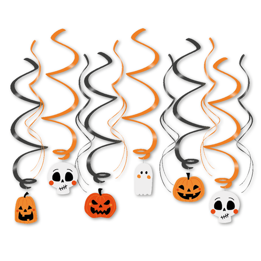 Halloween Swirls Pompoen, Spook en Skelet 70 cm