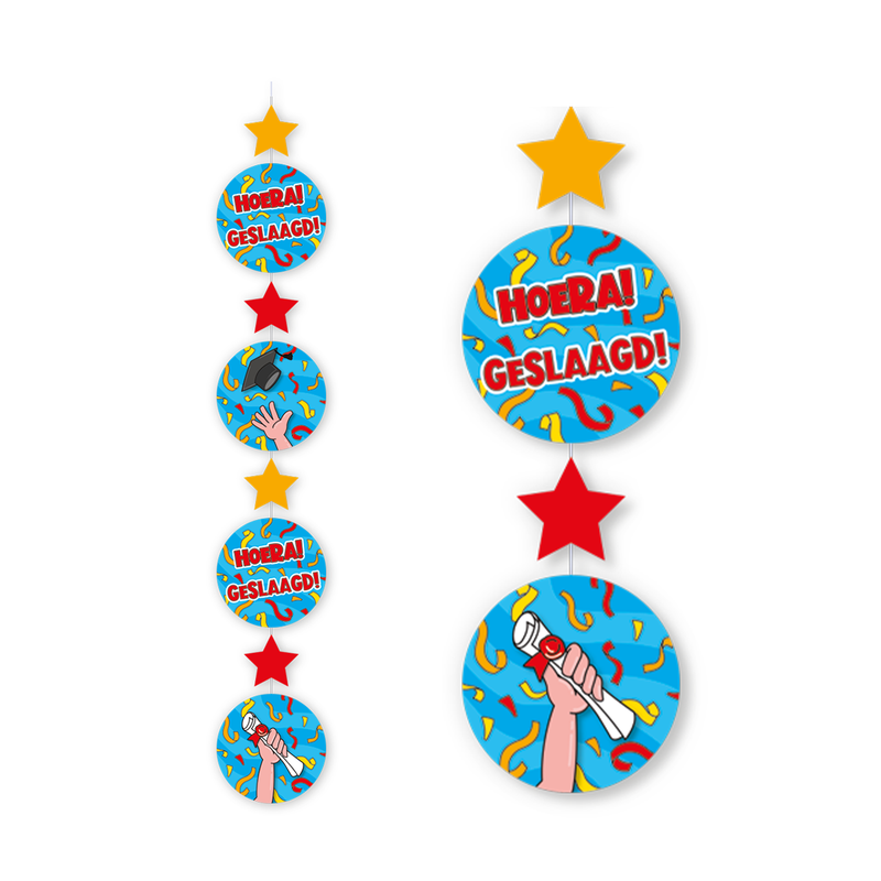 Hangdecoratie Hoera Geslaagd Cartoon 120 cm