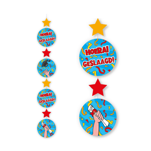 Hangdecoratie Hoera Geslaagd Cartoon 120 cm