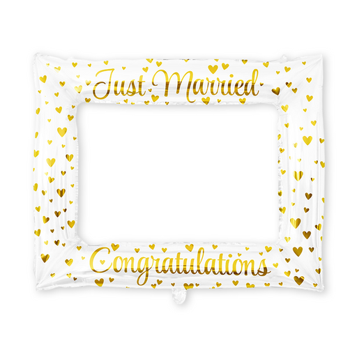 Opblaasbaar Fotoframe Just Married Wit/Goud 85 x 66 cm