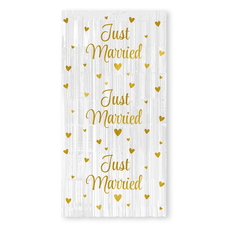 Foliegordijn Just Married Wit/Goud 200 x 100 cm