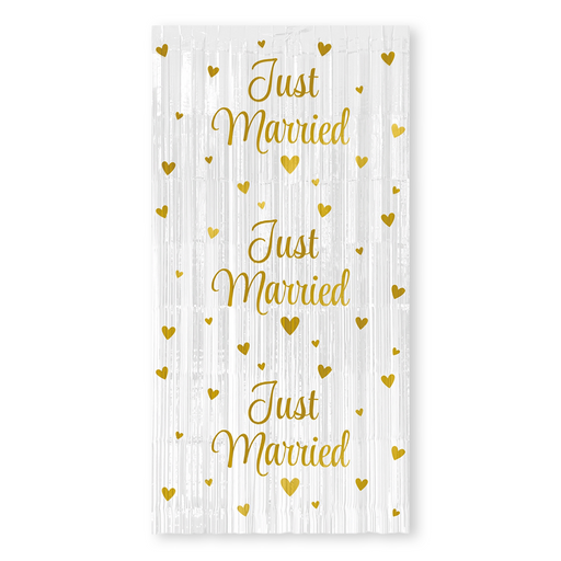 Foliegordijn Just Married Wit/Goud 200 x 100 cm