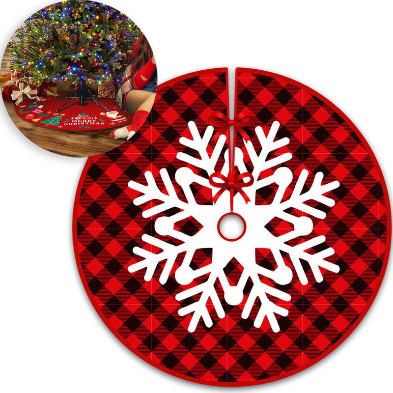 Kerstboomrok Sneeuwvlokken Groen Rood Wit 90 cm