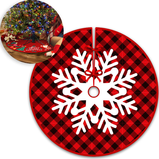 Kerstboomrok Sneeuwvlokken Groen Rood Wit 90 cm
