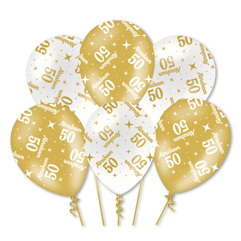 Latex Ballonnen Party Time Wit/Goud 30 cm
