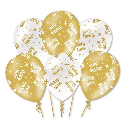 Latex Ballonnen Gefeliciteerd Wit/Goud 30 cm