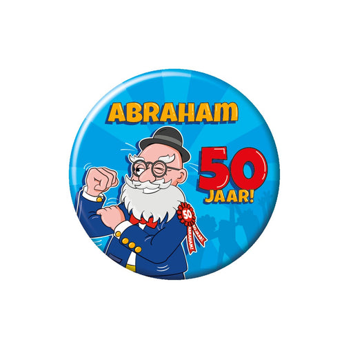Button klein - Abraham cartoon 50 jaar