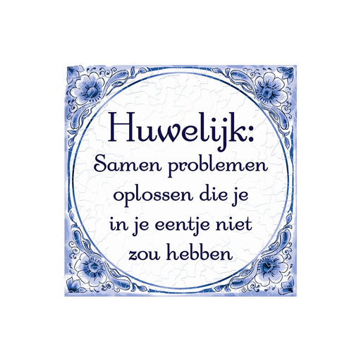 Delfts blauw tegeltje - Huwelijk