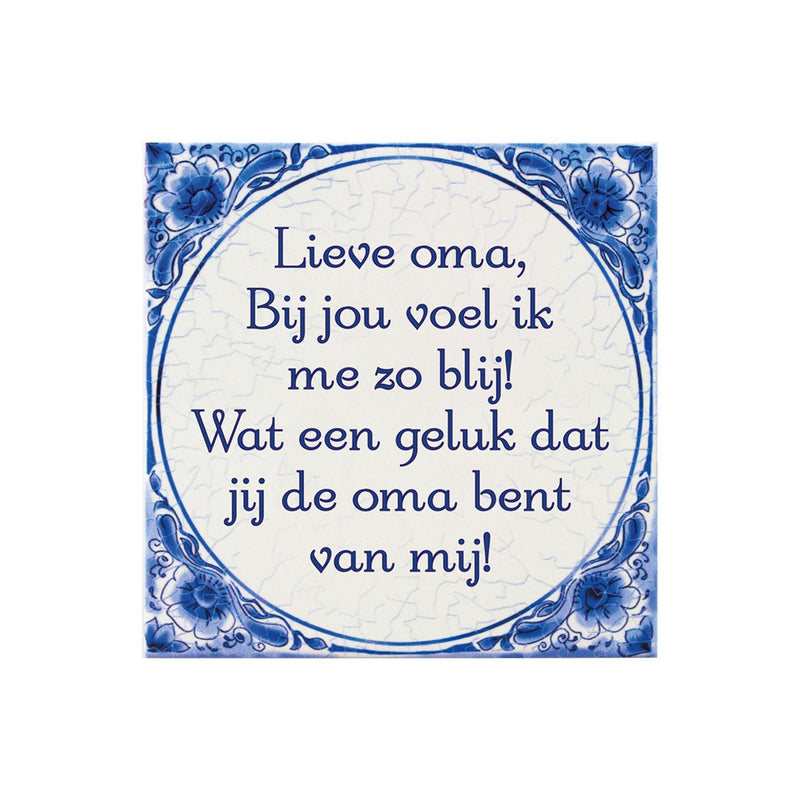 Delfts blauw tegeltje - Lieve Oma